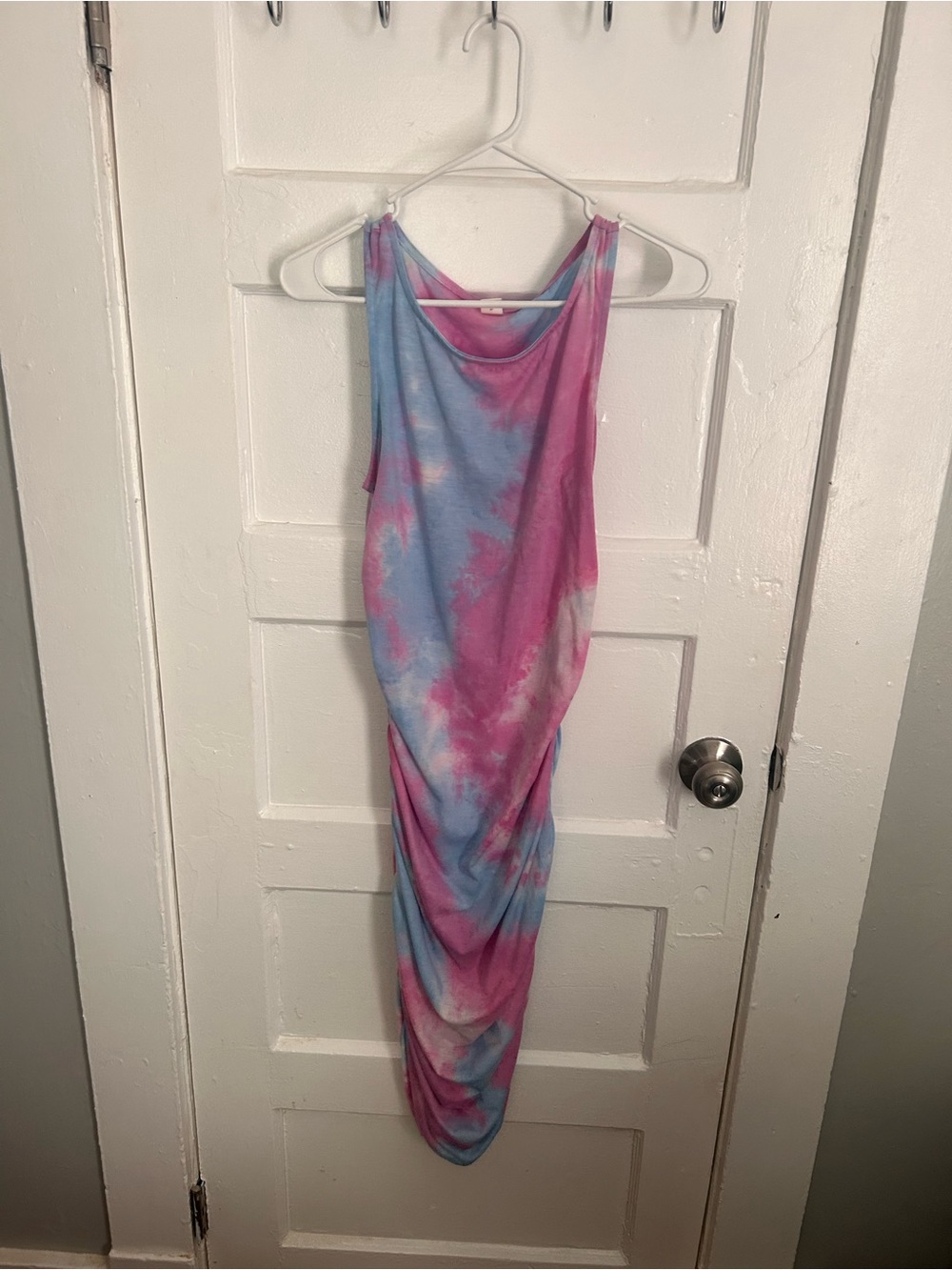 Tie-Dye Pink & Blue Bodycon Maxi Dress